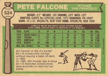 1976 O-Pee-Chee #524 Pete Falcone Back