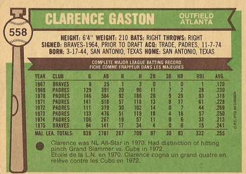 1976 O-Pee-Chee #558 Clarence Gaston Back
