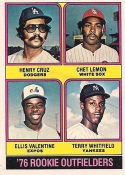 1976 O-Pee-Chee #590 1976 Rookie Outfielders (Henry Cruz / Chet Lemon / Ellis Valentine / Terry Whitfield) Front