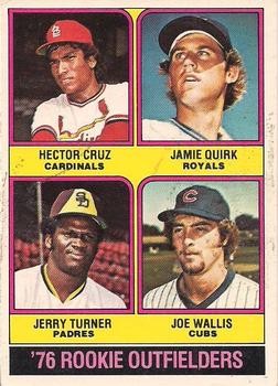 1976 O-Pee-Chee #598 1976 Rookie Outfielders (Hector Cruz / Jamie Quirk / Jerry Turner / Joe Wallis) Front