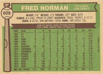 1976 O-Pee-Chee #609 Fred Norman Back
