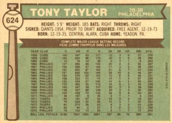 1976 O-Pee-Chee #624 Tony Taylor Back