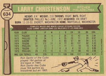 1976 O-Pee-Chee #634 Larry Christenson Back
