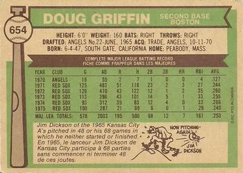 1976 O-Pee-Chee #654 Doug Griffin Back