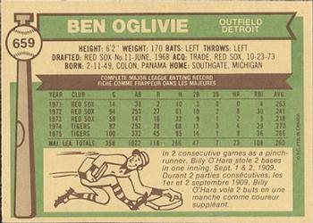 1976 O-Pee-Chee #659 Ben Oglivie Back