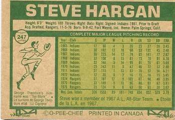 1977 O-Pee-Chee #247 Steve Hargan Back