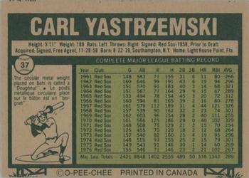 1977 O-Pee-Chee #37 Carl Yastrzemski Back