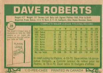 1977 O-Pee-Chee #38 Dave Roberts Back
