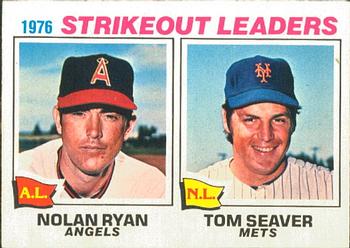 1977 O-Pee-Chee #6 1976 Strikeout Leaders (Nolan Ryan / Tom Seaver) Front