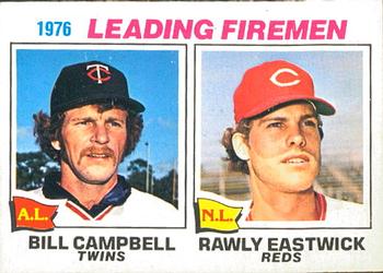 1977 O-Pee-Chee #8 1976 Leading Firemen (Bill Campbell / Rawly Eastwick) Front