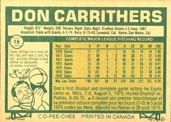 1977 O-Pee-Chee #18 Don Carrithers Back