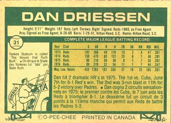 1977 O-Pee-Chee #31 Dan Driessen Back