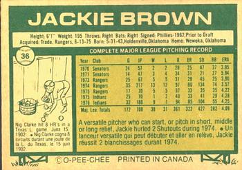 1977 O-Pee-Chee #36 Jackie Brown Back