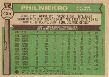 1977 O-Pee-Chee #43 Phil Niekro Back