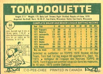 1977 O-Pee-Chee #66 Tom Poquette Back