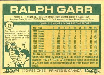 1977 O-Pee-Chee #77 Ralph Garr Back