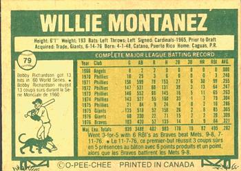 1977 O-Pee-Chee #79 Willie Montanez Back