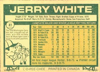 1977 O-Pee-Chee #81 Jerry White Back
