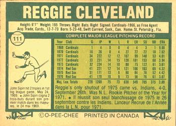 1977 O-Pee-Chee #111 Reggie Cleveland Back