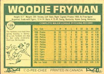 1977 O-Pee-Chee #126 Woodie Fryman Back
