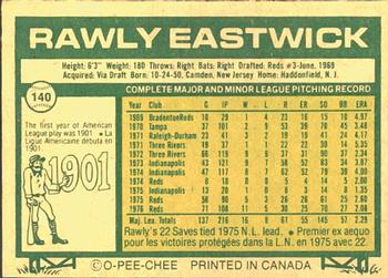 1977 O-Pee-Chee #140 Rawly Eastwick Back