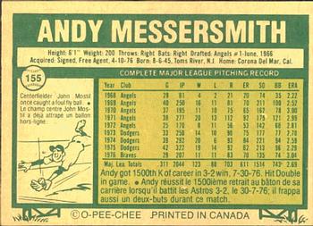 1977 O-Pee-Chee #155 Andy Messersmith Back