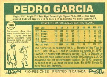 1977 O-Pee-Chee #166 Pedro Garcia Back