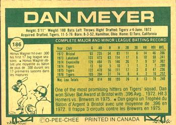 1977 O-Pee-Chee #186 Dan Meyer Back