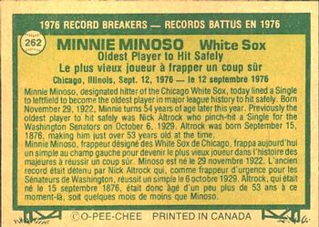 1977 O-Pee-Chee #262 Minnie Minoso Back