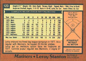 1978 O-Pee-Chee #123 Leroy Stanton Back