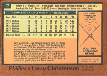 1978 O-Pee-Chee #17 Larry Christenson Back