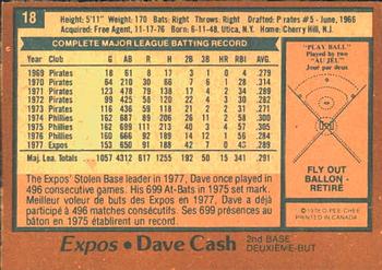 1978 O-Pee-Chee #18 Dave Cash Back