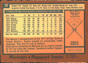 1978 O-Pee-Chee #20 Ruppert Jones Back