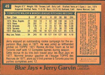 1978 O-Pee-Chee #49 Jerry Garvin Back