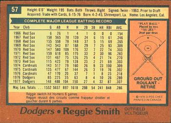 1978 O-Pee-Chee #57 Reggie Smith Back