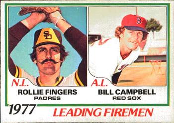 1978 O-Pee-Chee #8 1977 Leading Firemen (Rollie Fingers / Bill Campbell) Front
