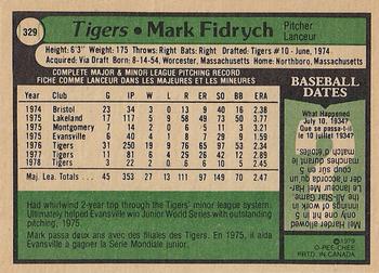 1979 O-Pee-Chee #329 Mark Fidrych Back