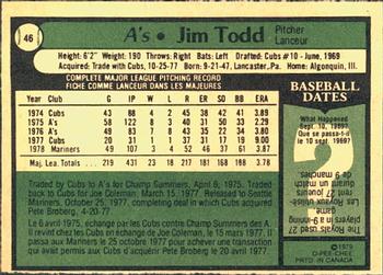 1979 O-Pee-Chee #46 Jim Todd Back