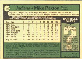 1979 O-Pee-Chee #54 Mike Paxton Back