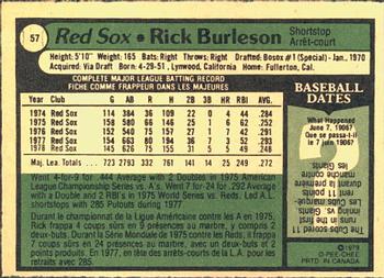 1979 O-Pee-Chee #57 Rick Burleson Back