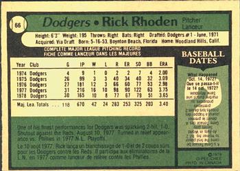 1979 O-Pee-Chee #66 Rick Rhoden Back