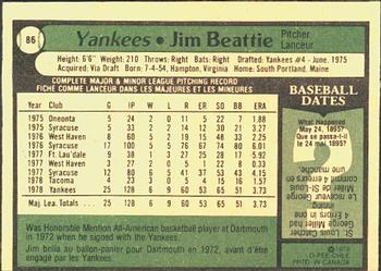 1979 O-Pee-Chee #86 Jim Beattie Back