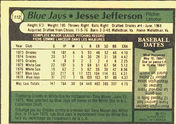 1979 O-Pee-Chee #112 Jesse Jefferson Back