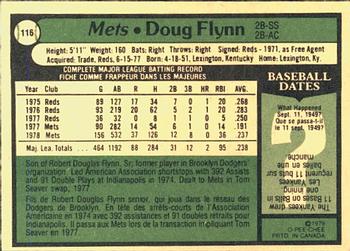 1979 O-Pee-Chee #116 Doug Flynn Back
