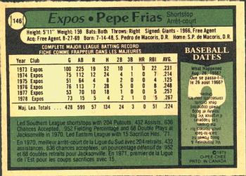 1979 O-Pee-Chee #146 Pepe Frias Back