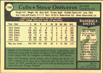 1979 O-Pee-Chee #150 Steve Ontiveros Back