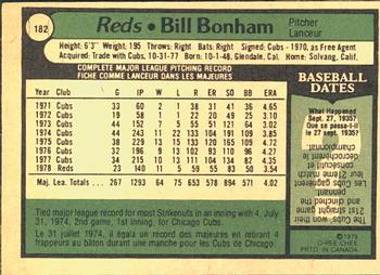 1979 O-Pee-Chee #182 Bill Bonham Back