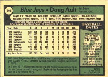 1979 O-Pee-Chee #205 Doug Ault Back