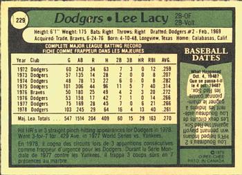1979 O-Pee-Chee #229 Lee Lacy Back
