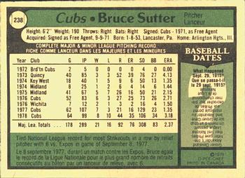 1979 O-Pee-Chee #238 Bruce Sutter Back